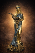 Estatua Diosa Fortuna con Cornucopia — Figura Ritual de Riqueza y Abundancia